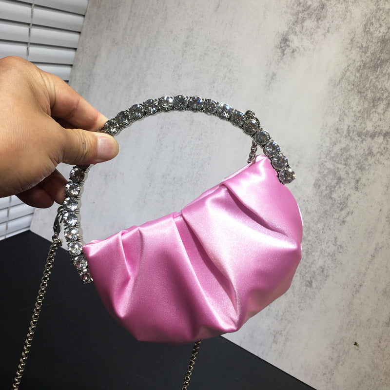 Female Niche Rhinestone Clutch Diamond Pleated Dinner Bags