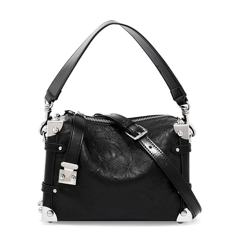 Women's Leather Soft Box Top Layer Idle Crossbody Bags