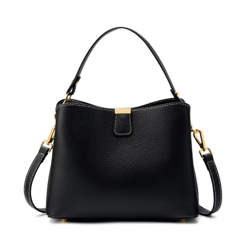 Women's Capacity Simple First Layer Leather Bags