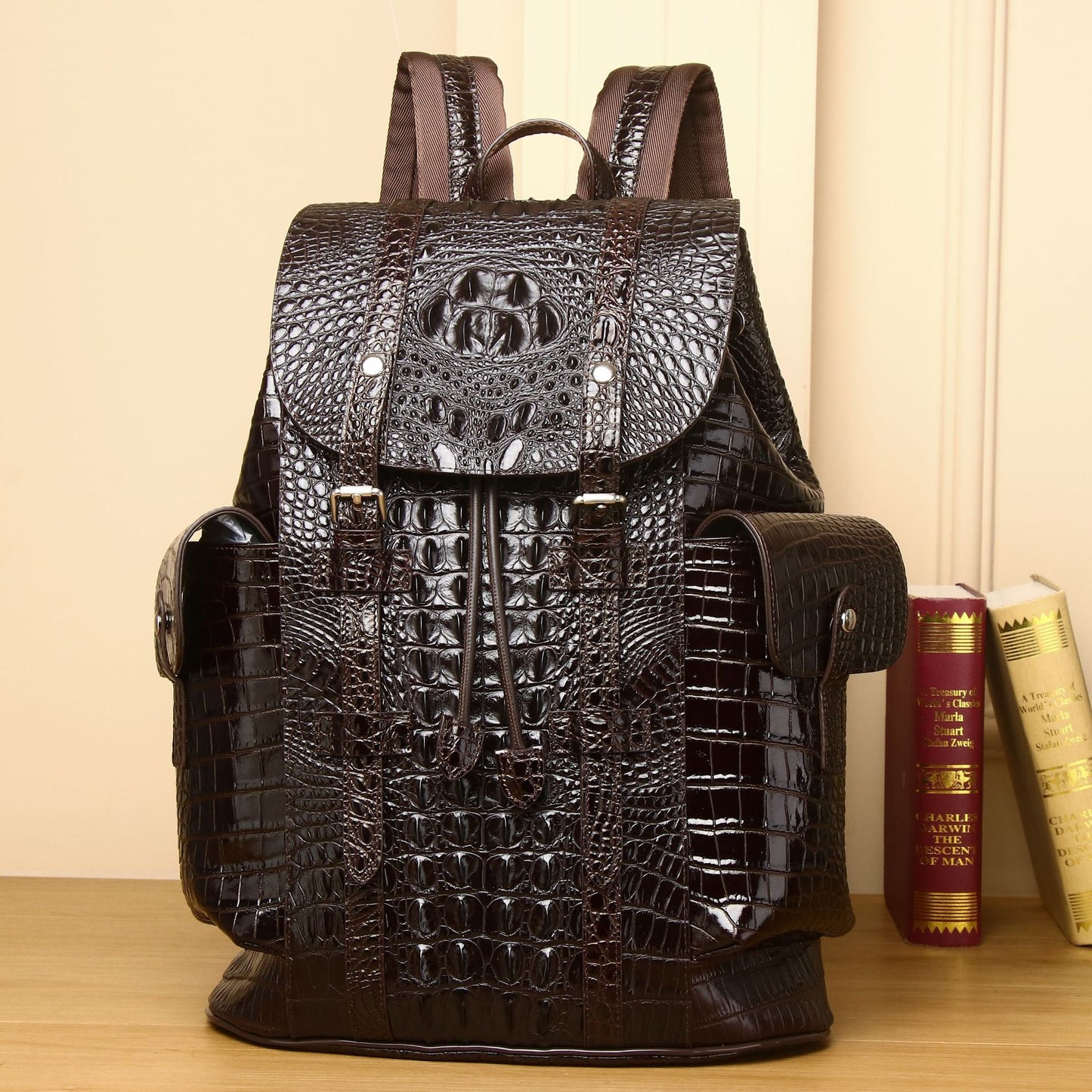 Men's Crocodile Pattern Large Capacity Trendy Backpacks