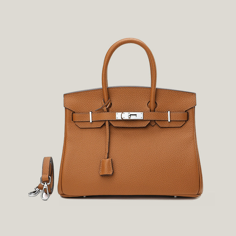 Women's Sier Litchi Pattern Genuine Leather First Layer Bags