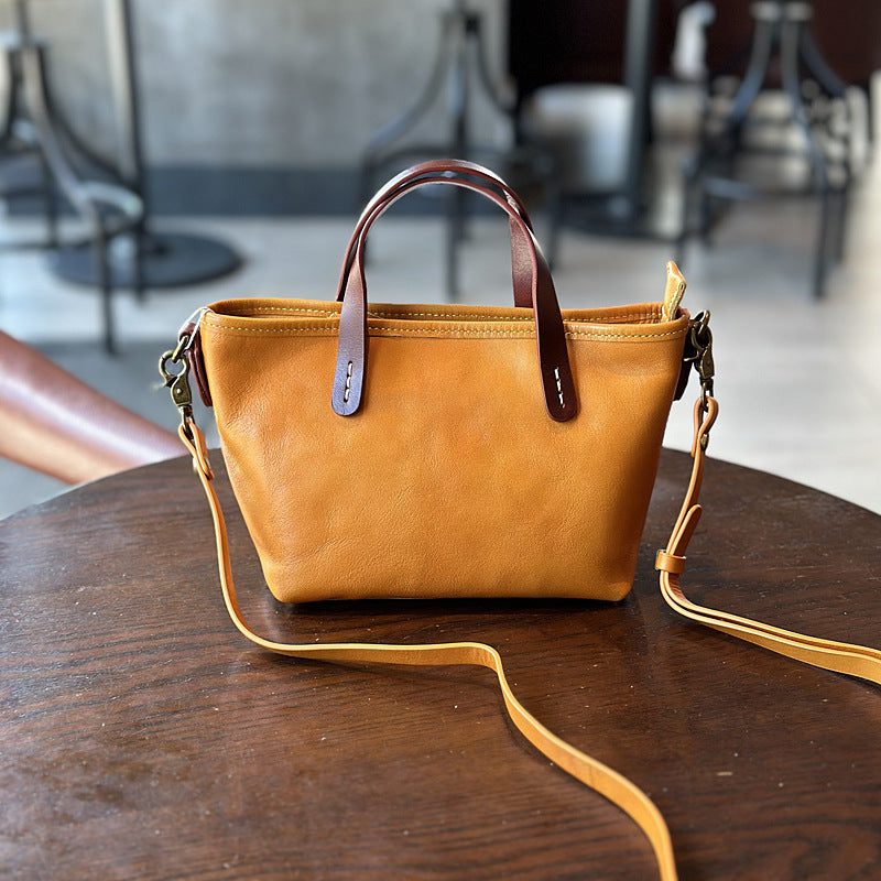 Women's Top Layer Cowhide Leather Mini Contrast Bags
