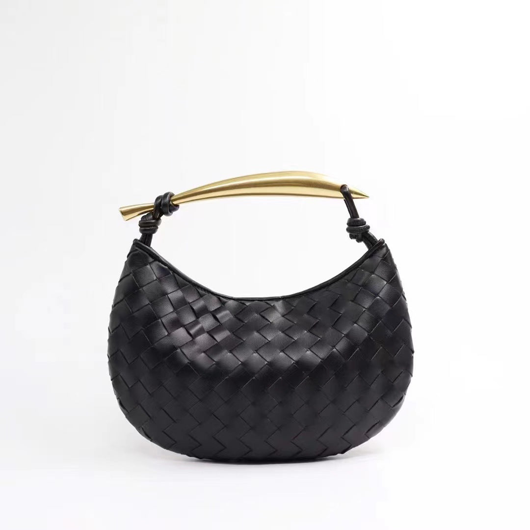 Pleated Cowhide Woven Large Capacity White Handbags