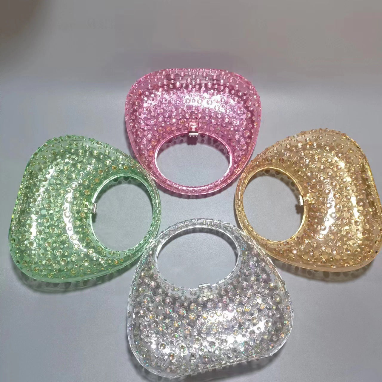 Women's Shiny Diamond Transparent Acrylic Box Dinner Evening Bags