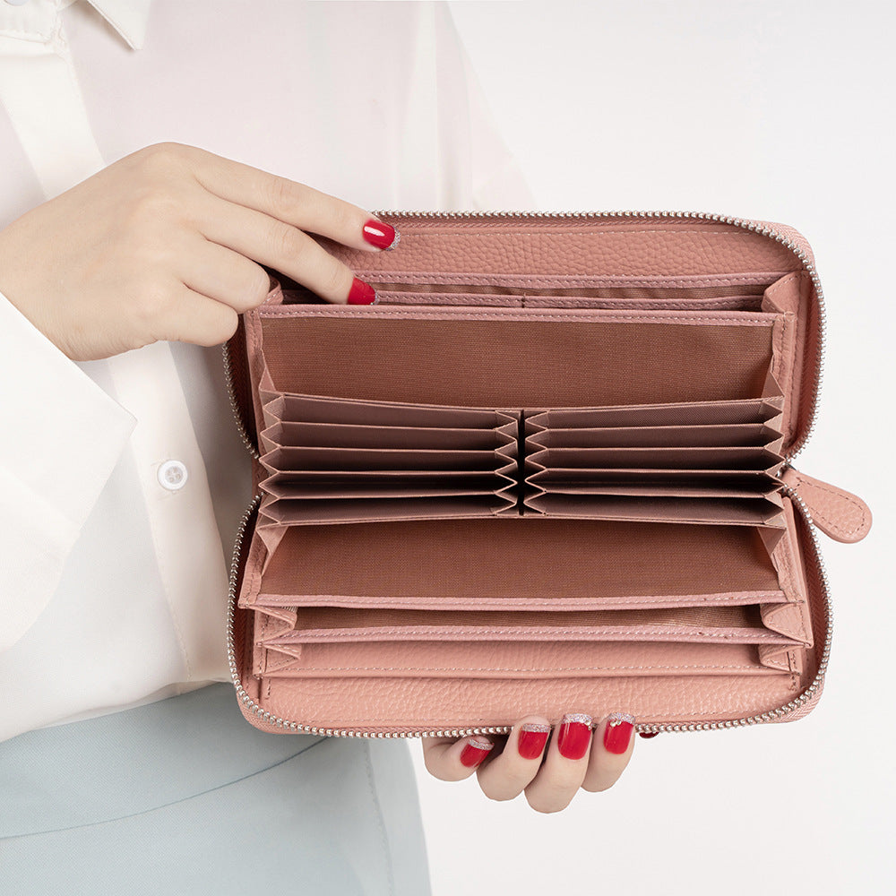 Women's Long Leather Organ Clutch Large Capacity Ladies Wallets