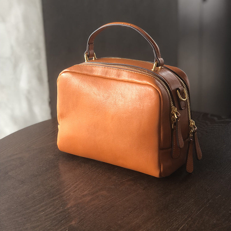 Women's Tanning Cowhide Retro Easy Matching Fashion Handbags
