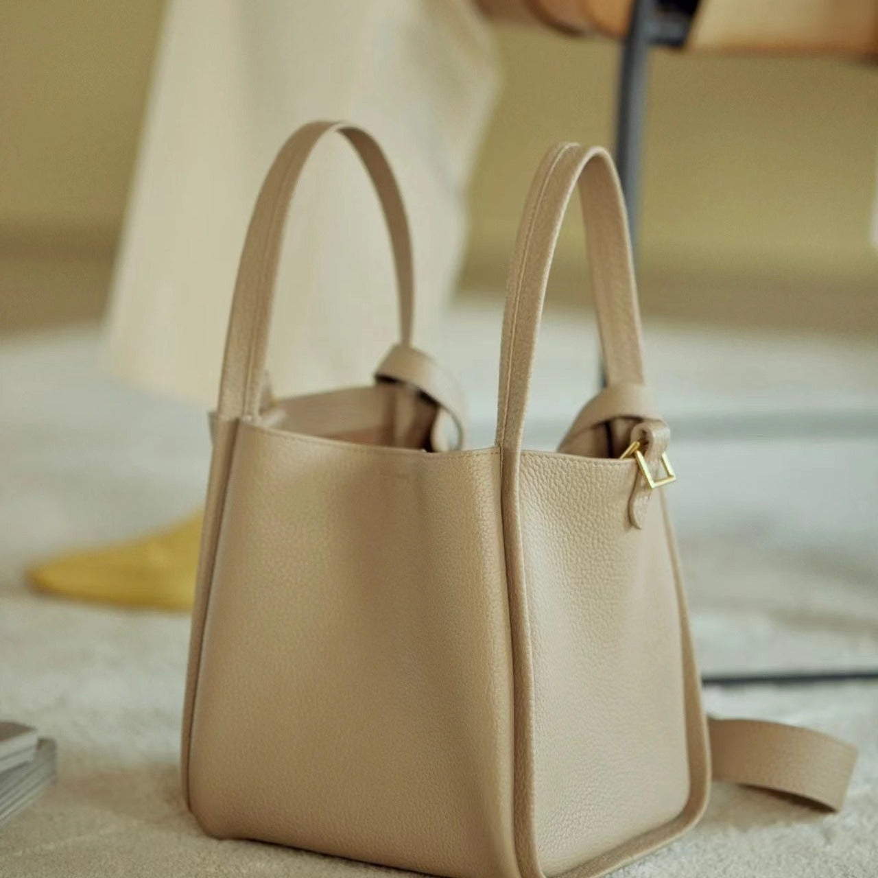 Women's Medium Vegetable Basket Genuine Leather Large Shoulder Bags