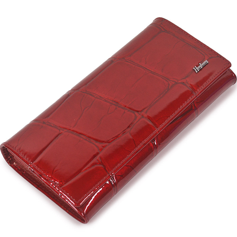 Women's Cowhide Long Clutch Fashion Patent Leather Inside Ladies Wallets