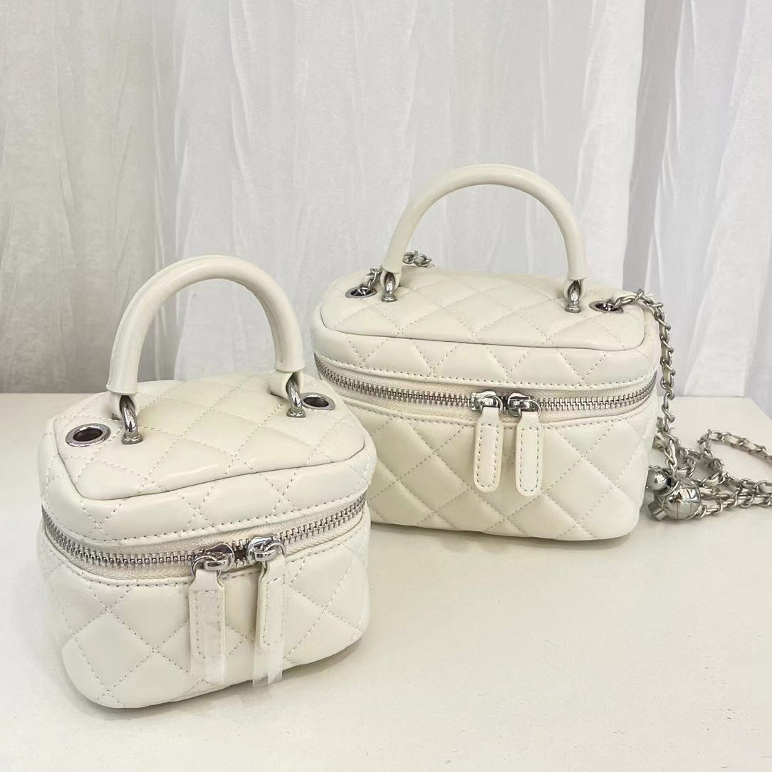 Women's Genuine Leather Style Chain Rhombus Box Crossbody Bags