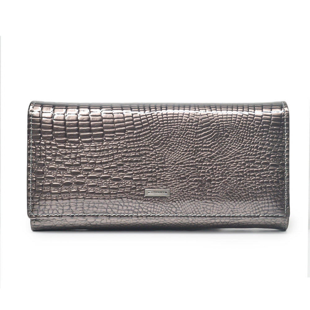 Women's Magnetic Snap Patent Leather Long Multiple Ladies Wallets