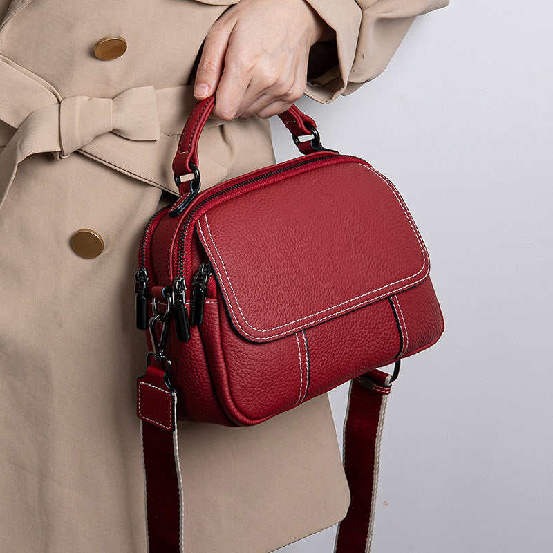 Women's Genuine Leather Lady's Round Fashion Korean Shoulder Bags