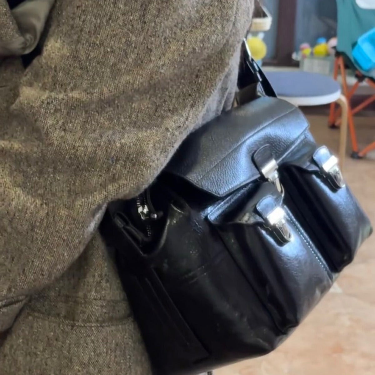 Layer Cowhide French Niche Motorcycle Flap Crossbody Bags