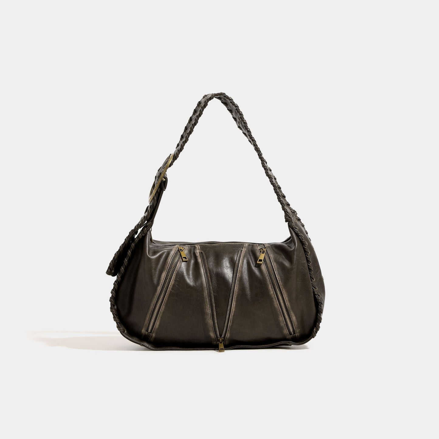Women's Retro Motorcycle Brushed Woven Underarm Wide Shoulder Bags