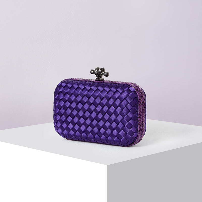 Women's Silk Hand-woven Simplicity Dinner Chain Pouch Evening Bags