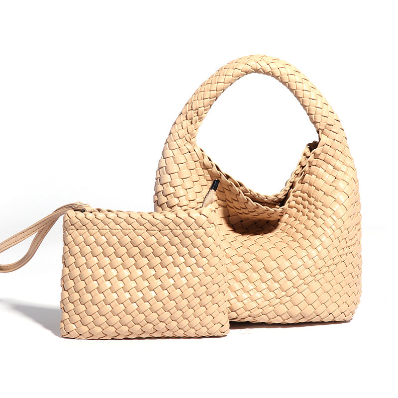 Women's Korean Style Fashionable Woven Pure Color Handbags