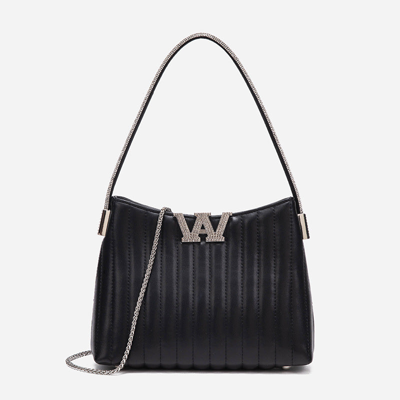 Women's Rhinestone Quartz Diamond Chain Alexander Wang Underarm Bags