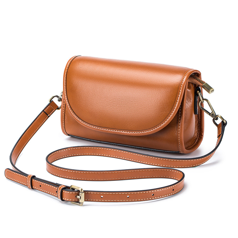 Women's Top Layer Vegetable Tanned Leather Niche Crossbody Bags