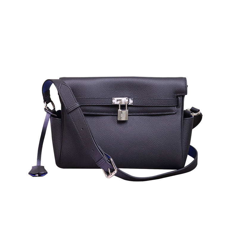 Retro High-grade First Layer Cowhide Kelly Wide Strap Crossbody Bags