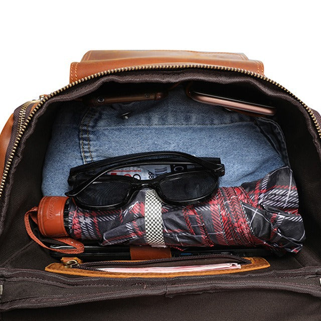 Men's Crazy Horse Leather Genuine Large Capacity High Backpacks
