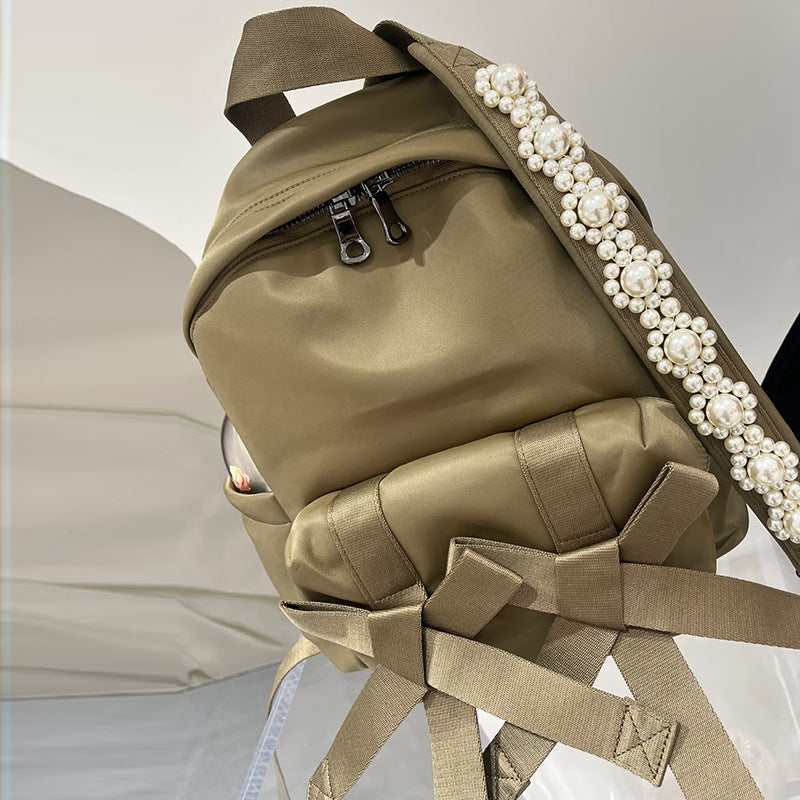 Women's Sweet Xi Hot Bowknot Pearl Large Backpacks