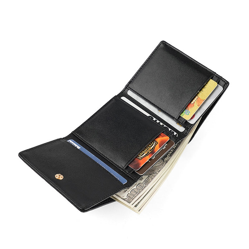Layer Cowhide Multi Slots Contrast Color Purses