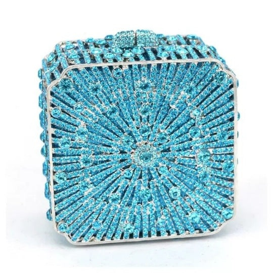 Women's Diamond Hollow Metal Hard Box Crystal Evening Bags