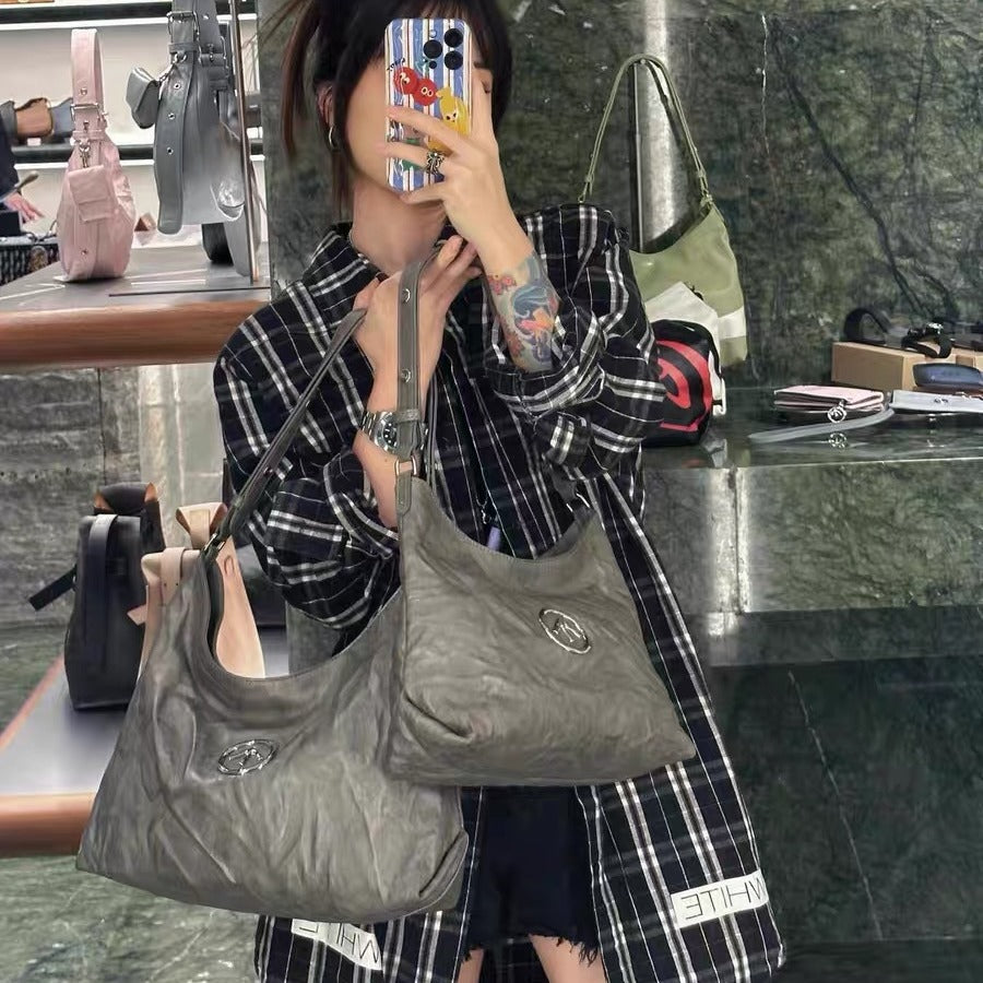 Stone Mini Sized Vegetable Tanned Sheepskin Underarm Shoulder Bags