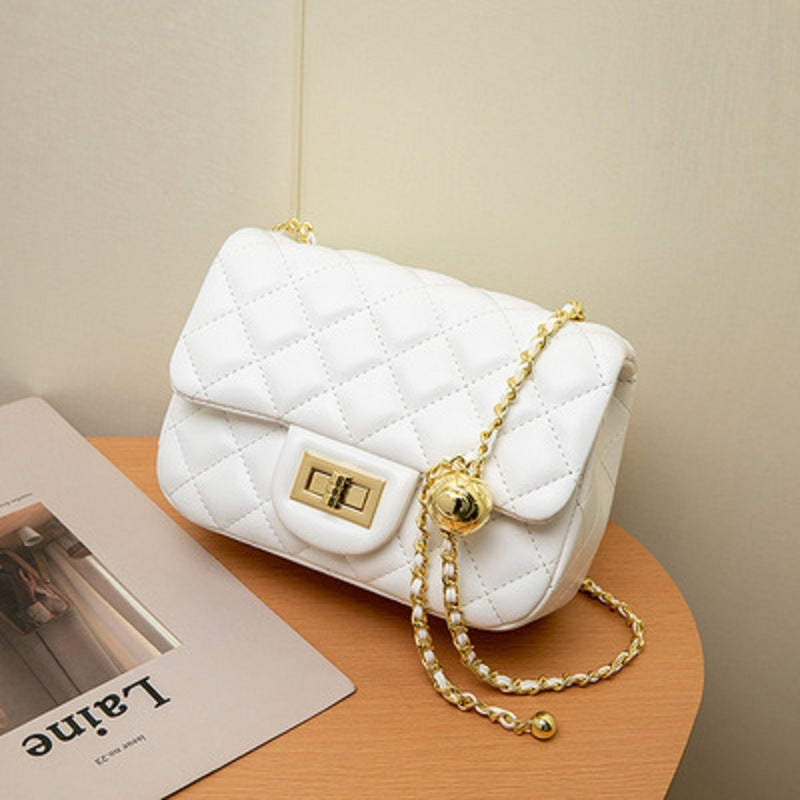 Women's Genuine Leather Diamond Pattern Chain Classic Crossbody Bags