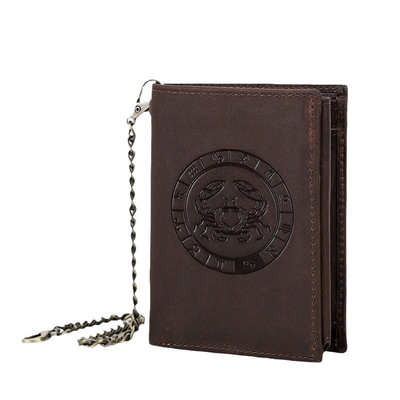 Men's Man Retro Crazy Horse Vertical Twee Men's Wallets