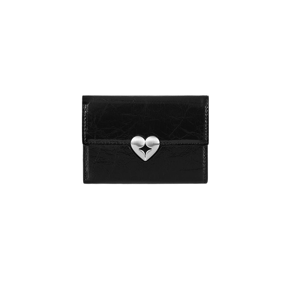 Niche Heart-shaped Cattlehide Love Flip Certificate Ladies Wallets