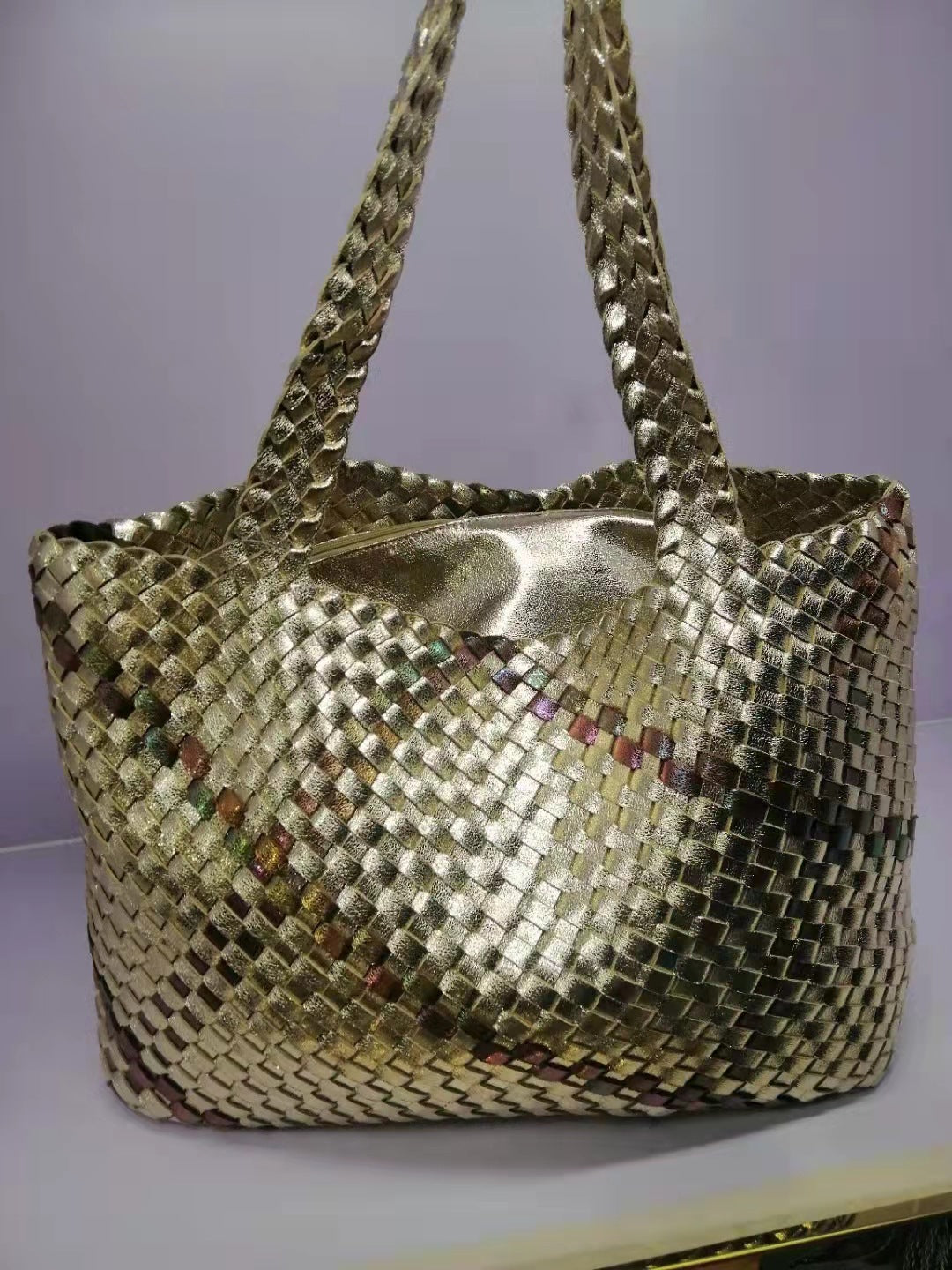 Snake Pattern Color Matching Hand-woven Mother Shoulder Bags