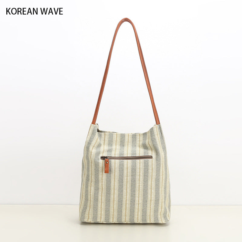 Women's Fashion Commuter Popular Striped Simple Leather Bags