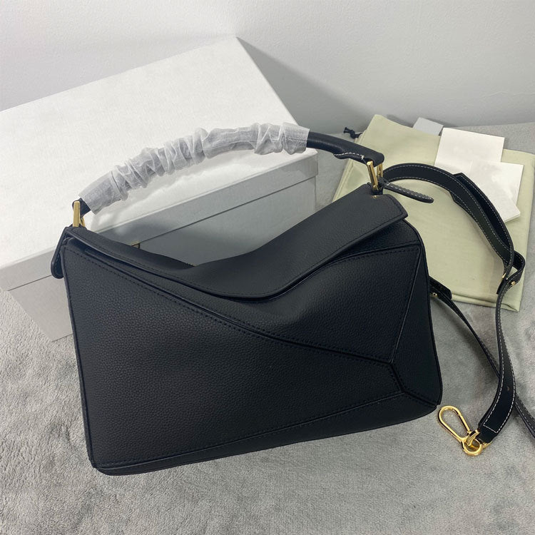 Geometric Cowhide Stitching Pillow Retro One Shoulder Bags