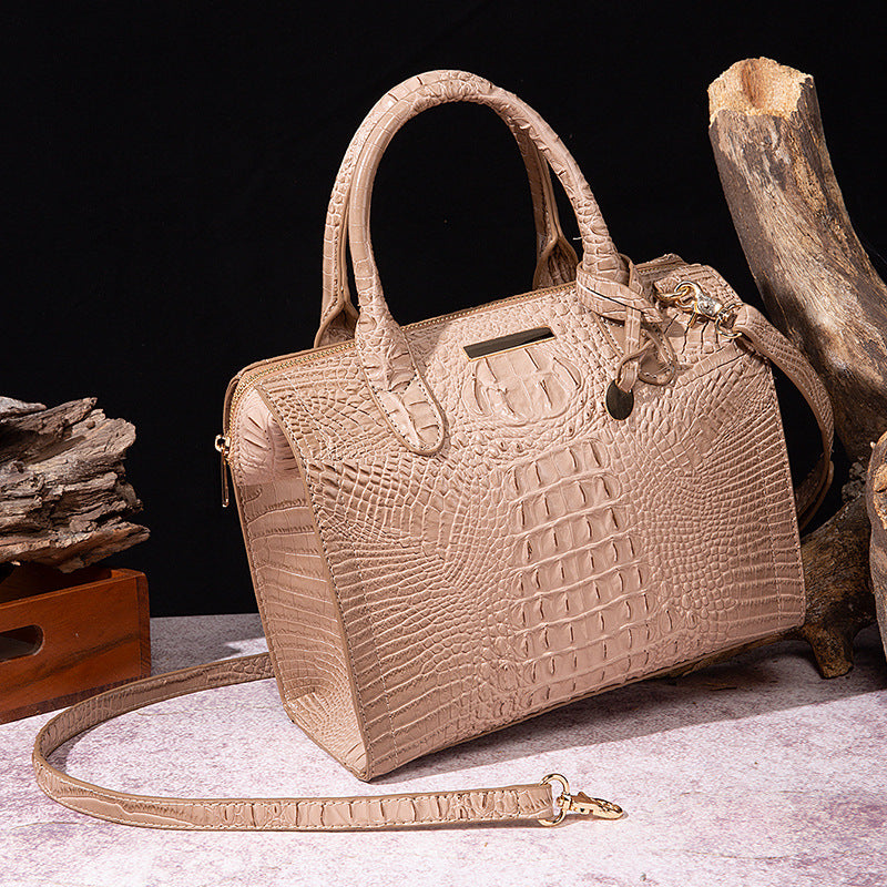 Classy Women's Crocodile Pattern Large Capacity Handbags