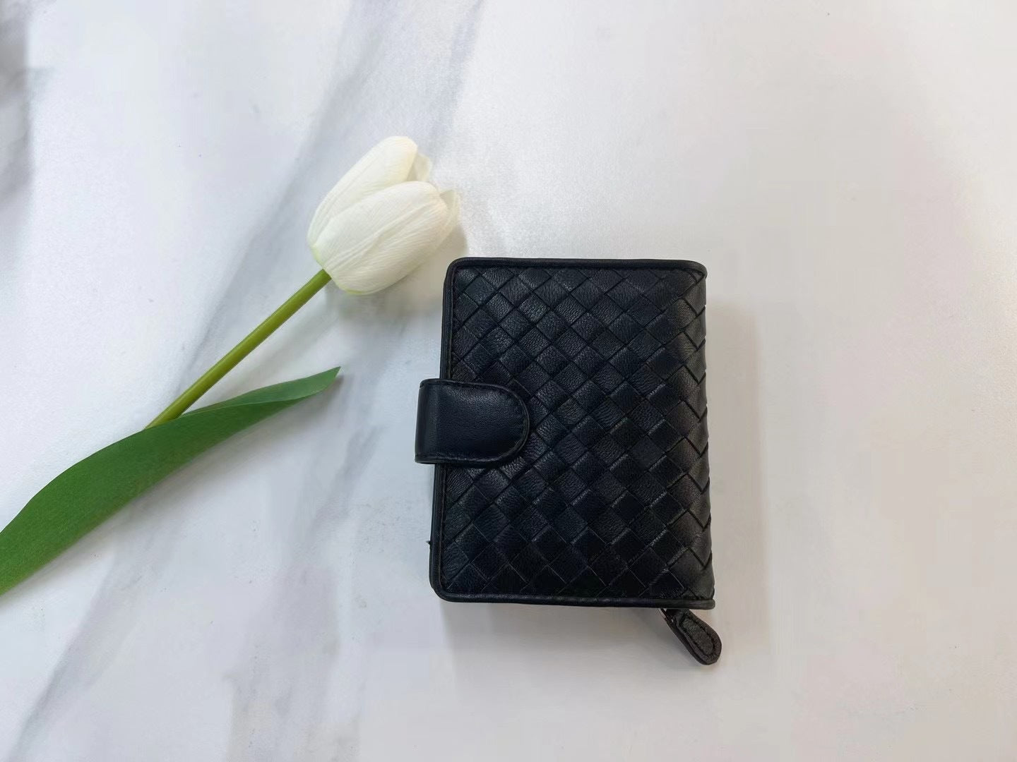 Women's Fashion Sheepskin Woven Two-fold Genuine Leather Ladies Wallets
