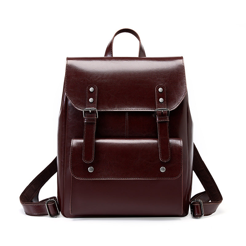 Women's Large Capacity British Style Retro Neutral Genuine Leather Backpacks