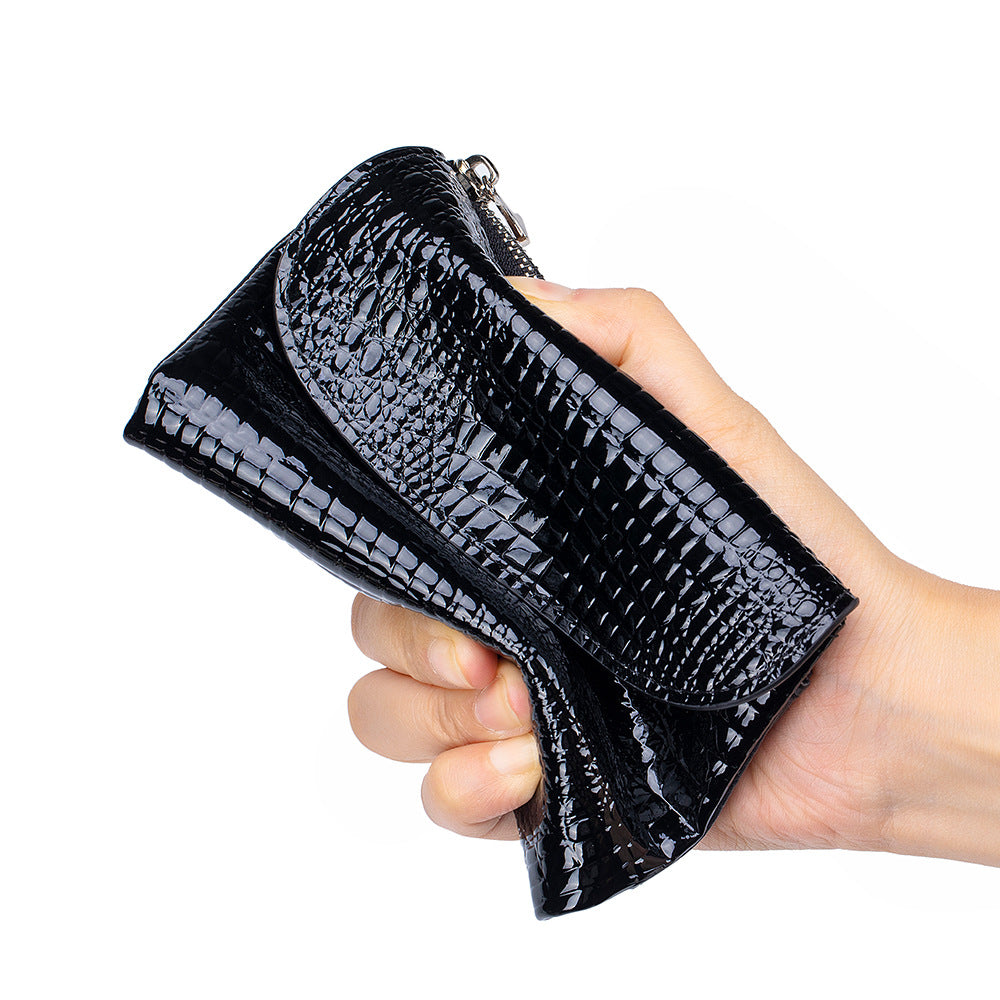 Women's Leather Textured Short Fashion Patent Clutch Ladies Wallets