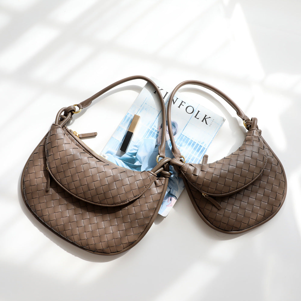 Women's Niche Selenodont High-grade Cowhide Woven Dumpling Handbags