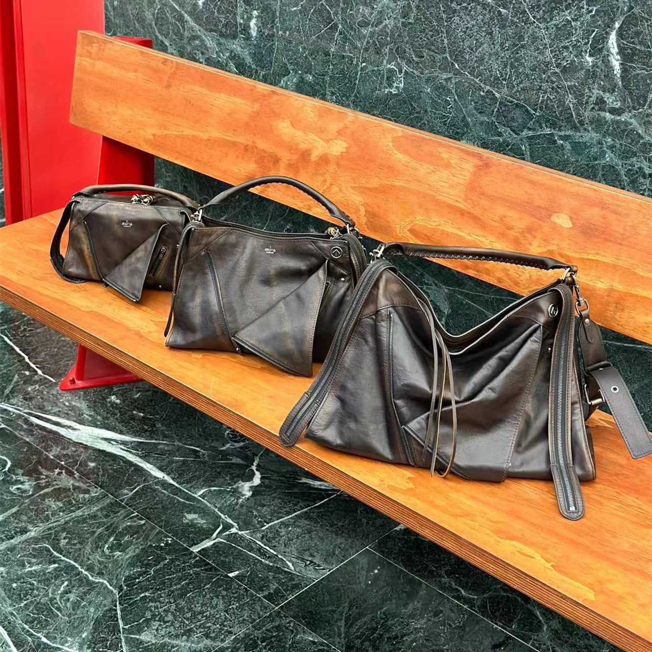 Lapel Retro Easy Matching Genuine Leather Crossbody Bags