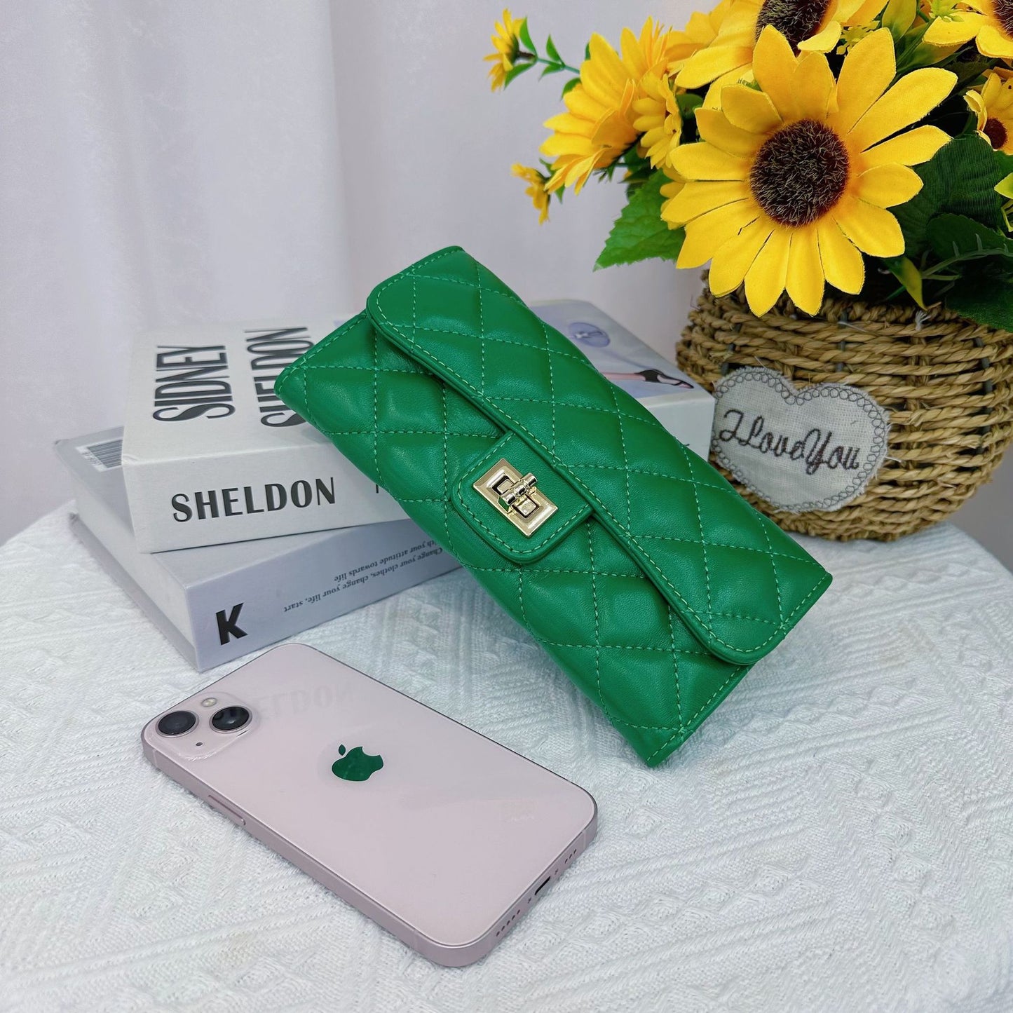 Sheepskin Female Rhombus Niche Long Fashion Genuine Coin Purses