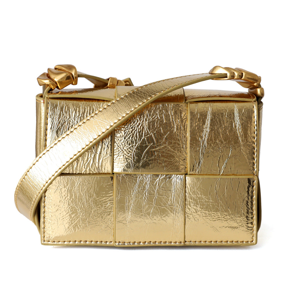 Women's Woven Genuine Leather Mini Trendy Cowhide Shoulder Bags