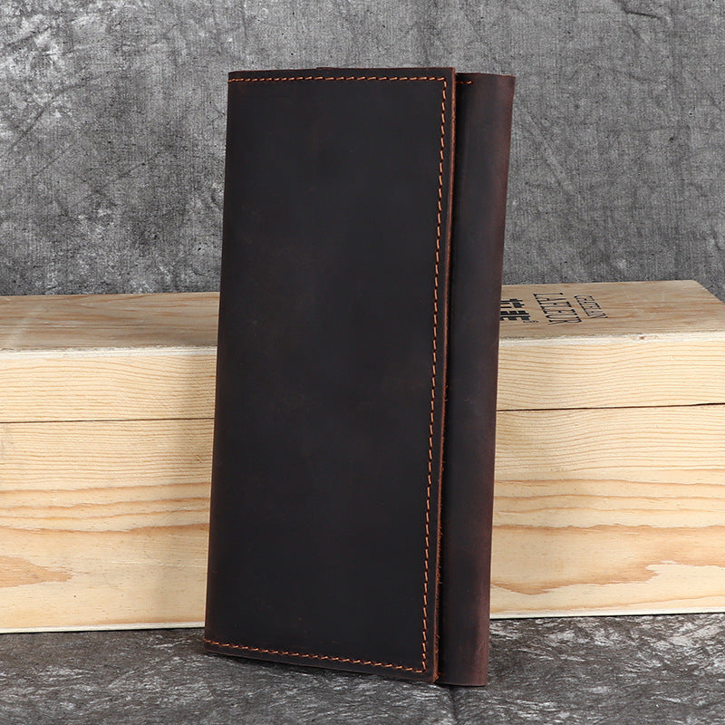 Men's Crazy Horse Leather Long Genuine First Layer Men's Wallets