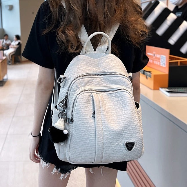 Women's White Soft Cover Leisure Fashion Backpacks