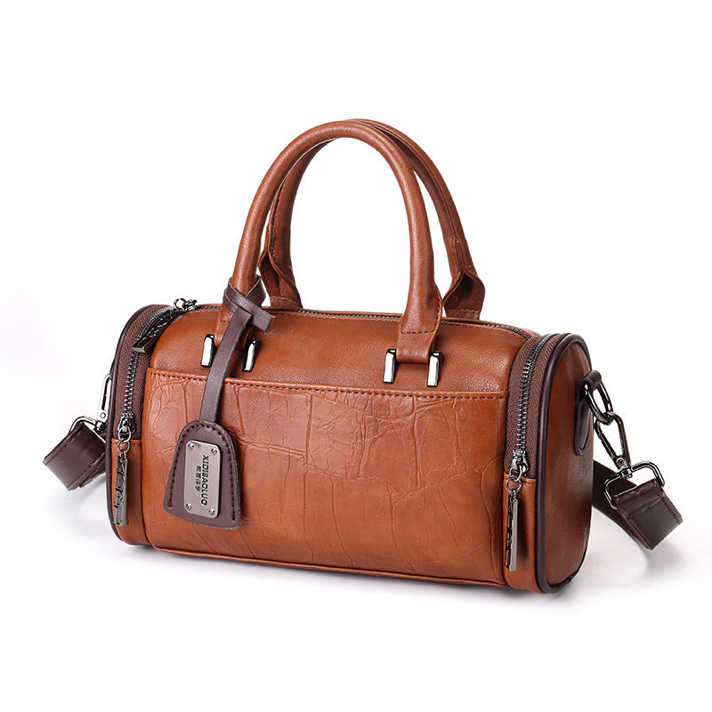 Women's Retro Motorcycle Style Portable Pillow Round Handbags