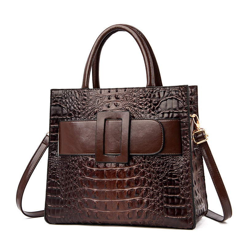 Women's Durable Crocodile Pattern Trendy Vintage Handbags