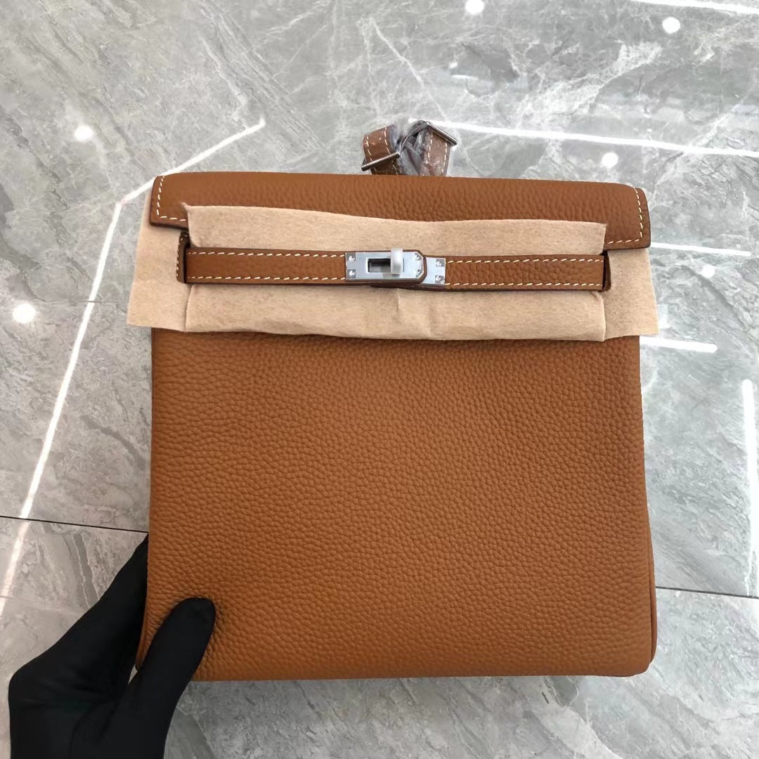 Fashion Kelly Litchi Pattern First Layer Backpacks