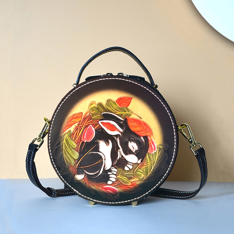 Women's Leatherworker Summer Round Design Sense Niche Crossbody Bags