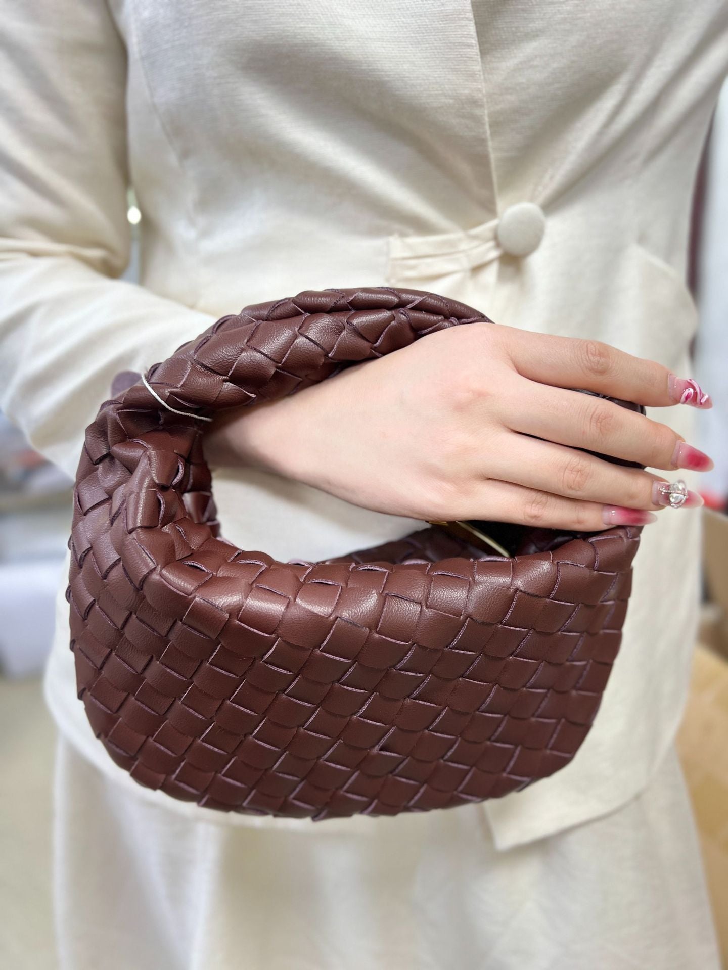 Woven Female Cloud Croissant Hand Holding Handbags