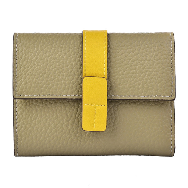Women's Leather Short Contrast Color First Layer Ladies Wallets