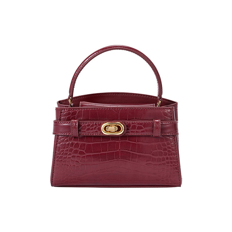 Women's Portable Kelly High-grade Retro Crocodile Pattern Crossbody Bags